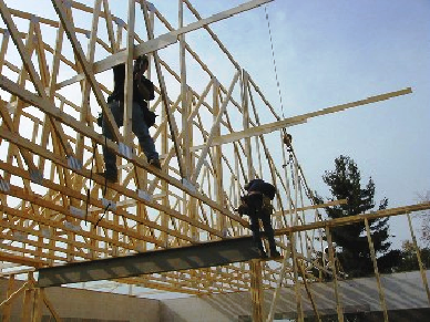 Roof truss installation Roof truss installation